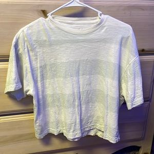 blue and white striped crop top